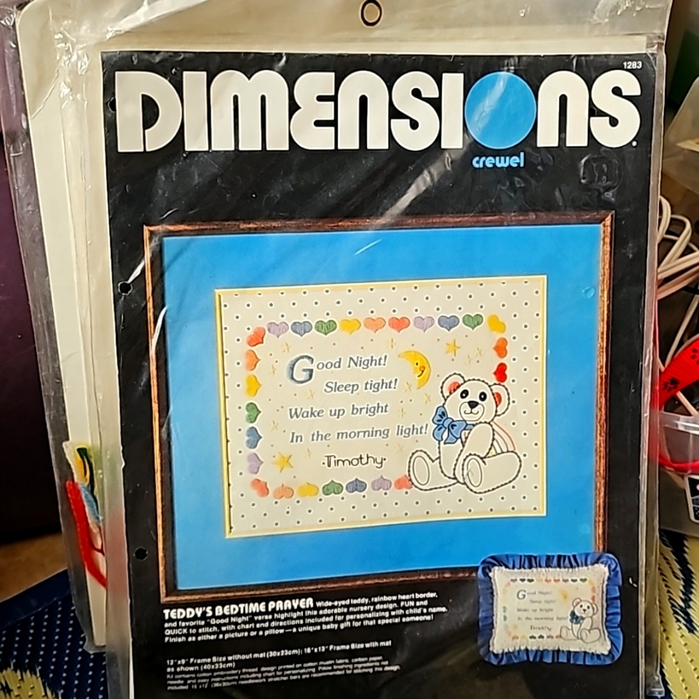 Dimensions crewel teddy bedtime prayer